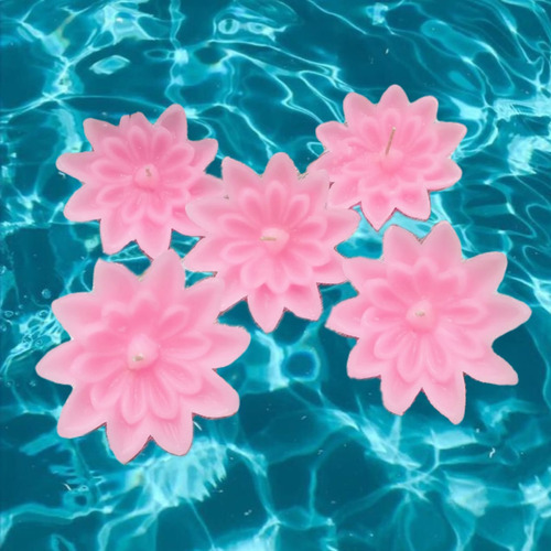 Juego X 5 Vela Flotante Aromatizada Pileta Flor Loto 10cm