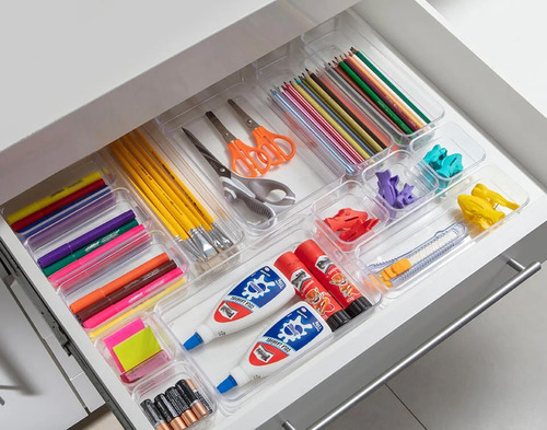 Kit 05 Organizadores Modular Multiuso Para Gavetas E Armário Cor Transparente