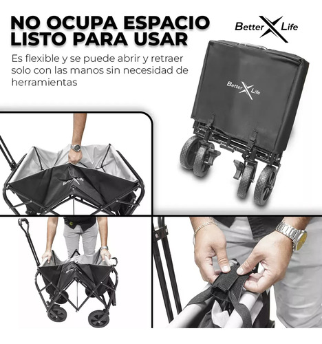 Carrito Vagon Plegable Betterlife GTR Color Negro
