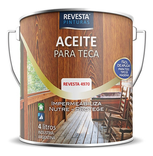 Aceite Para Teca Satinado 4 Litro Revesta 4970 Madera Mm