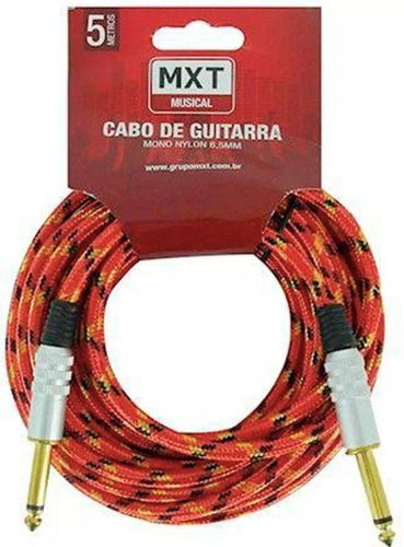 Cabo De Guitarra Mxt Mono Nylon 5m Vermelho P10 P10