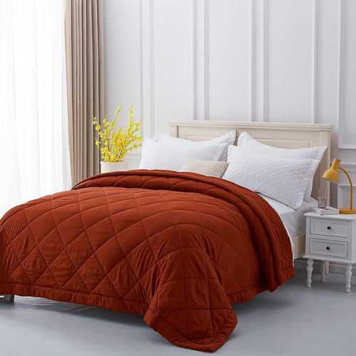 Sunstyle Home Quilt Queen Rust Lightweight Edredón Reversibl