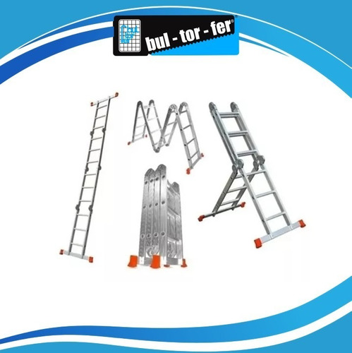 Imagen 3 de 8 de Escalera Aluminio Multifunción Articulada Plegable 3x4