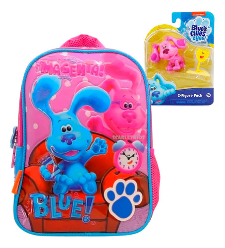 Mochila Espalda Las Pistas De Blue 12 Pg + Magenta Figura