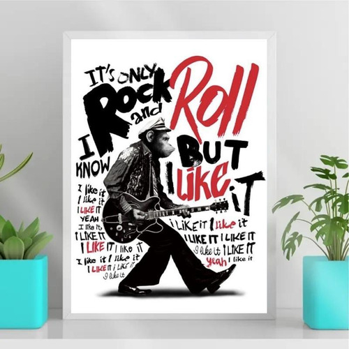 Quadro Decorativo Macaco It's Only Rock And Roll 33x24cm