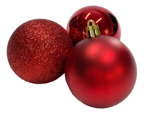Bolas Enfeite De Natal 6cm Vermelha Com 9 Unidades