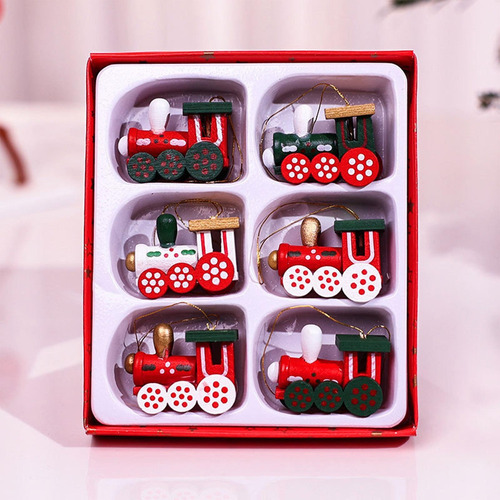 6x Juego De Juguetes De Tren De Navidad Colgante De Árbol