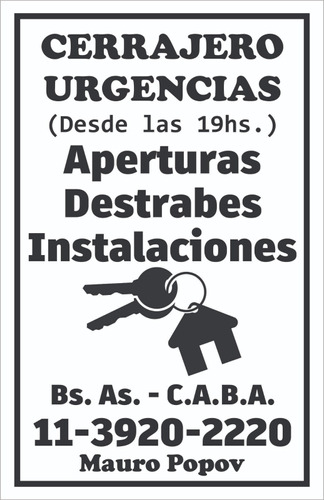 Cerrajero De Urgencias Desde Las 18hs Caba , Caballito Alm..