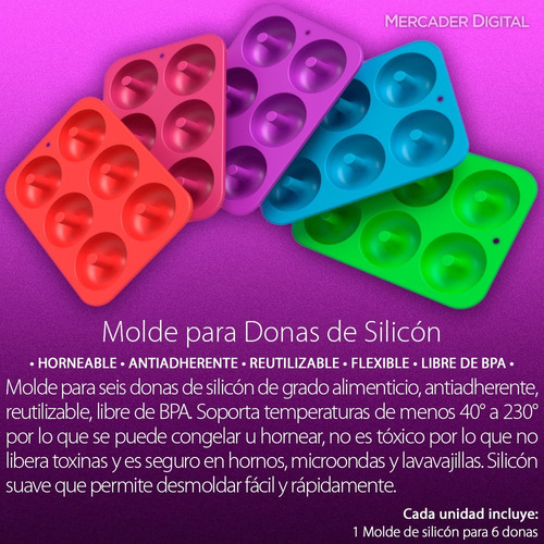 2 Pzs Molde Silicón Donas Antiadherente Horno Repostería