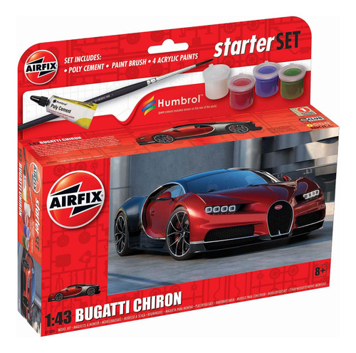 Kit De Coche Modelo Airfix Bugatti Chiron A55005 143 Rojo