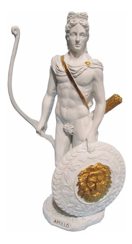 Apolo Deus Grego Branco 30cm Estátua Em Resina