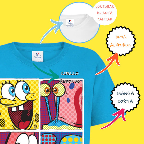 Playera Bob Esponja Patricio Gary Calamardo Fondo Del Mar