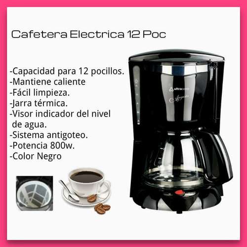 Cafetera Ultracomb Augusta CA-2208 semi automática negra de filtro 220V