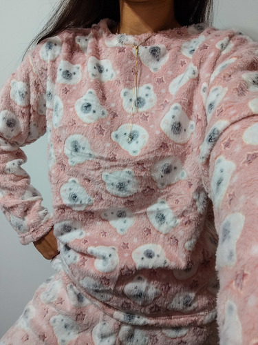 Conjunto Pijama Polar Importado Luminoso Pantalón Y Buzo