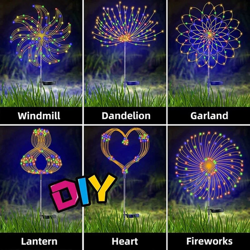 Guirnalda De Fuegos Artificiales Led Solares A Prueba De Agu