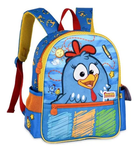 comprar Mochila Costas Infantil Galinha Pintadinha Animação Livro Colorir Criança Escolar Espaçosa Bolsos Clio Azul