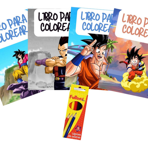 Pack 4 Libros Dragon Ball Para Colorear