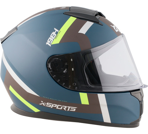 Casco Integral Xsports M66 Azul Mate/verde