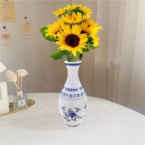 Vaso De Quebra-cabeça 3d Diy + Brinquedos Azuis Para