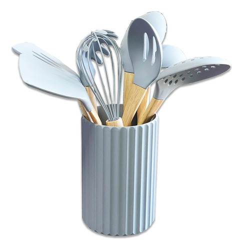 Set De Utensilios Cocina Madera Y Silicona Carol 9 Piezas