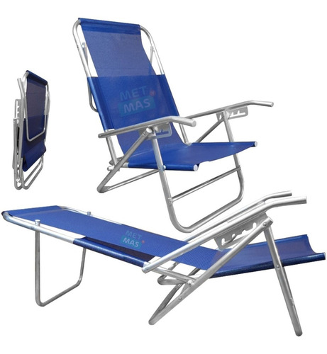 Imagen 4 de 9 de Reposera Aluminio Plegable 5 Posiciones X2 - Cama - Colores!