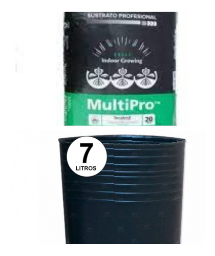 Kit Combo Cultivo 3 Macetas 7 Litros + Sustrato 20 Litos