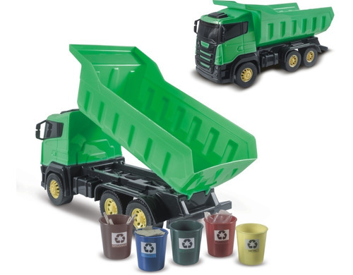 Caminhão Caçamba Basculante Coletor Lixo Eco Green Brinquedo Cor Verde