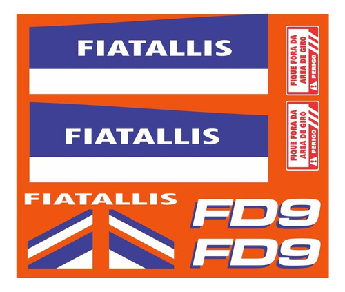 Kit Adesivos Trator De Esteira Compatível Com Fiatallis Fd9 Cor ADESIVO EMBLEMA GRÁFICO FD 9