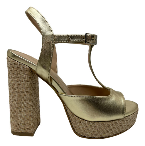 Zapato Tacón Mujer Plataforma Alto Cómodo Casual Oro Balleé