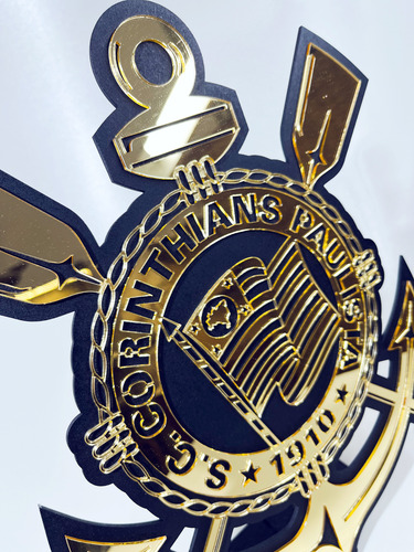 Times / Brasão De Time / Escudo / Emblema / Acrílico3d Brasão Corinthians Dourado