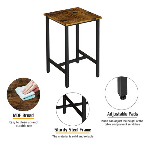 Juego De Comedor De 3 Piezas Mesa Y Taburetes Marrón Rustic