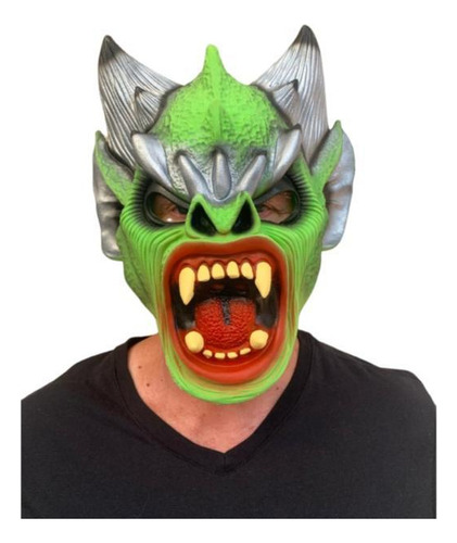 Mascara Demônio Verde Diabo Assustador Festa Fantasia