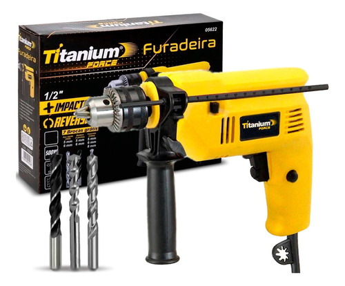 Furadeira Parafusadeira Impacto 1/2'' 500w Titanium + Brinde