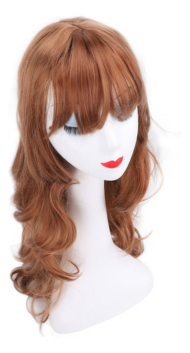 Peruca Longa De Cabelo Encaracolado Com Franja De Linho Amar