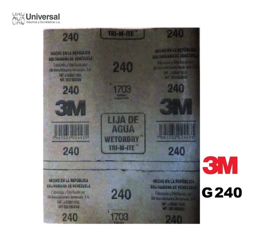 Lija 3m Grano # 240 |  Original  | (8 Pack)