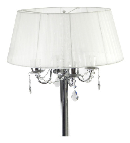 Imagen 6 de 10 de Lampara De Pie Cromo Pantalla Organza Living E27 Led Cuotas