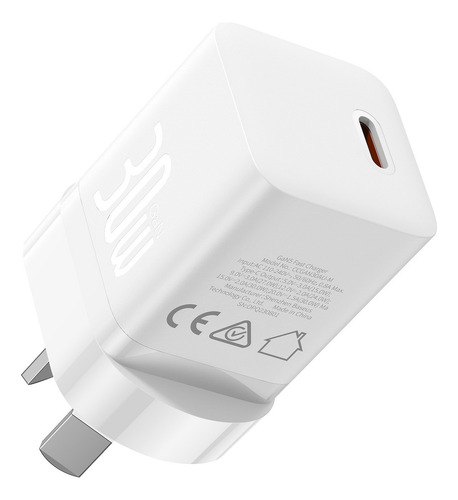 Cargador De Pared Gan5 Mini Baseus Usb-c Pd Carga Rapida 30w Moon White