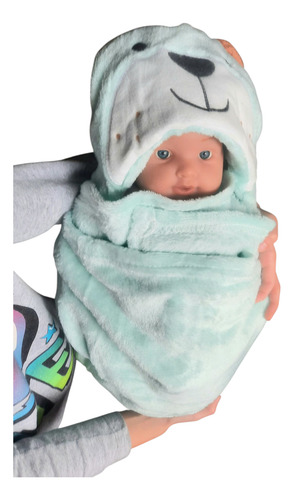 Manta Plush Con Capucha De Animales Para Bebes Oso Agua