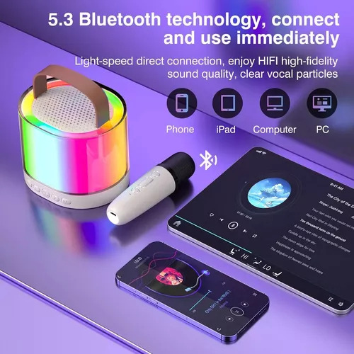 Micrófono Doble Para Niños Con Luces Led, Karaoke Para Niños