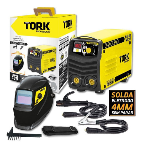 Maquina Solda Inversora 180a 220v Aut Kab180 Tork + Mascara