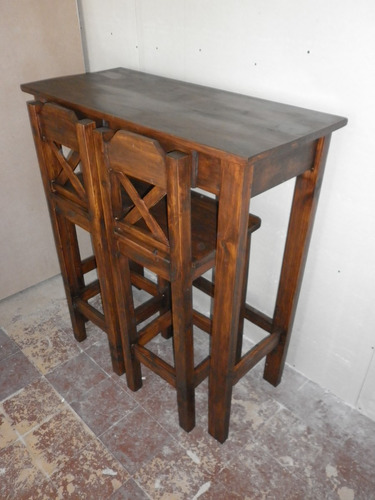 Mesa Desayunador Barra 2 Taburetes Bancos Juego De Comedor