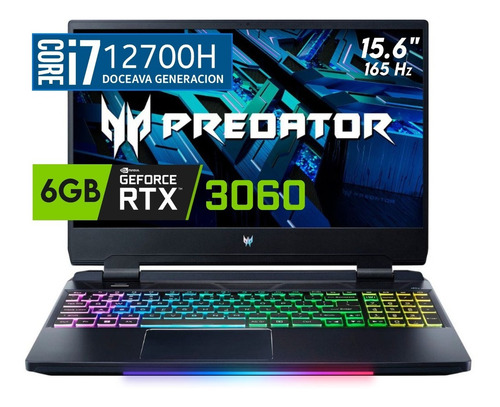 Acer Predator Helios Ci7-12700h 1tb Ssd 16ddr5 Rtx3060 15.6' Color Negro