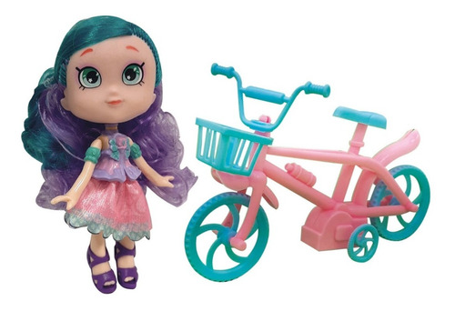 Muñeca Dina Con Bicicleta + Mascota + Accesorios Orig Ditoys