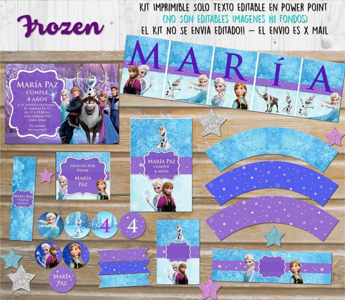 Kit Imprimible Frozen Nuevo Anna Elsa Olaf Princesas T44