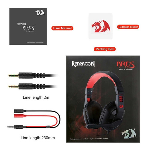 Auricular Gamer Redragon Ares H120 Microfono Stereo Pc 3,5mm