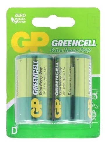 Pilas Baterías Tipo D Greencell Gp En Blister  