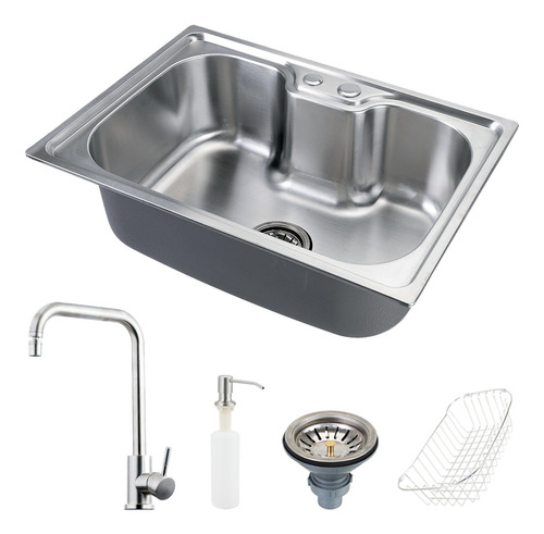 Cuba Inox Acessórios Nawa 50 Cm E Torneira Gourmet Potengi Cor Prateado