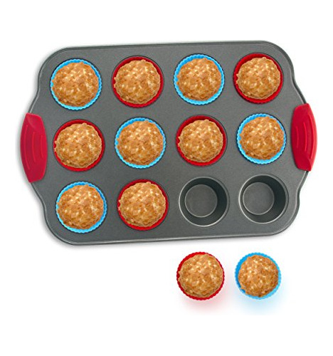 Mini Molde Muffins De 12 Tazas Forros De Silicona Muffi...