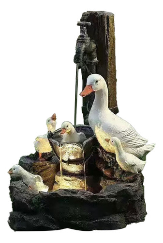 Adornos Familiares De Patos For Jardín Solar Fuente De Agua