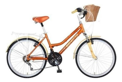 Bicicleta urbana femenina Benotto City Moorea R24 18v freno v-brakes color terracota/crema